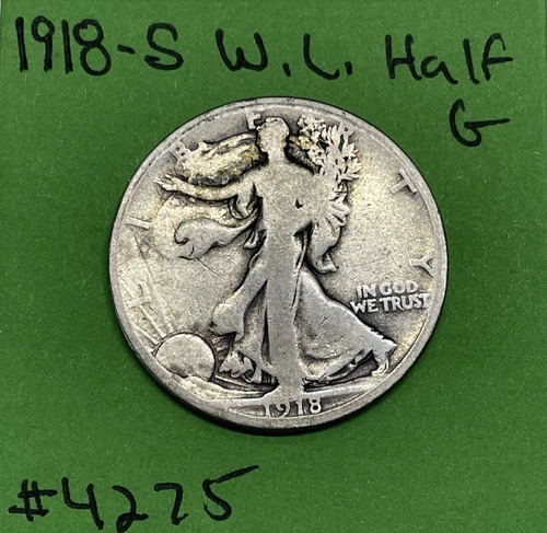 1918-S Walking Liberty Half Dollar G Good 90% Silver