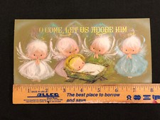 Vintage Hallmark Christmas Card Angels Nativity Unused NOS w/ Envelope