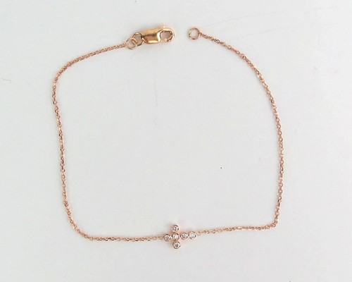 0.09 CT Round VS/SI Lab Grown Diamond Bezel Set Cross Bracelet 14K Yellow Gold - Picture 2 of 3