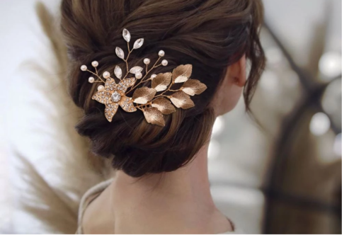 Gold Bridal Hair Comb Freshwater Pearl Crystal Headpiece Wedding Accessories 164