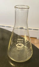 Kimble KIMAX Glass 500mL Erlenmeyer Flask Capacity Scale 26500