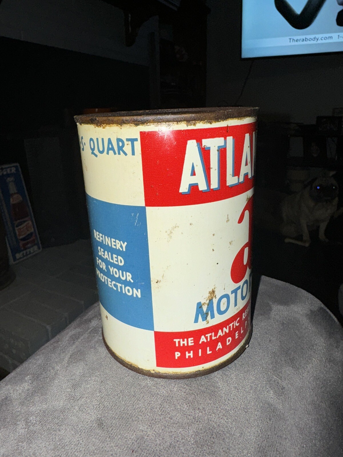 Vintage Atlantic Motor Oil Can 1 Quart Used eBay