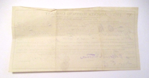 ANTIQUE 1917 AUGUSTA REFINING COMPANY DULUTH MINN. OKLAHOMA STOCK SLIP PETERSON - Picture 2 of 2