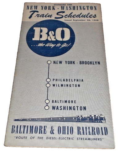 SEPTEMBER 1948 B&O BALTIMORE & OHIO NEW YORK TO WASHINGTON PUBLIC TIMETABLE - Picture 1 of 1