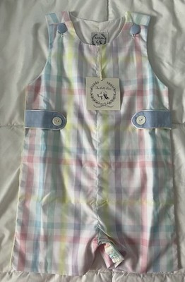 Bella Bean Plaid One Piece Jon Jon Romper Boys 3T