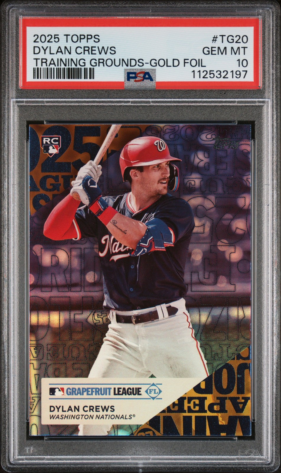 2025 TOPPS TRAINING GROUNDS GOLD FOIL #TG20 DYLAN CREWS ROOKIE RC 30/50 PSA 10