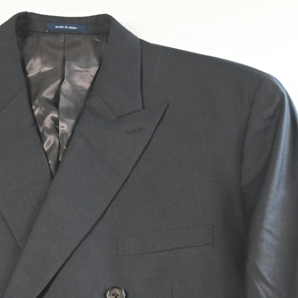 Traje Ralph Lauren 48L 38x36 Gris Carbón 100% Lana Doble Pecho Para Hombre Foto 3 de 4