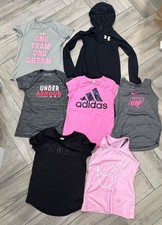 Lot Of 7 Youth Medium Girls Shirt, Tanks, Long Sleeve, Nike, Under Armor Adidas