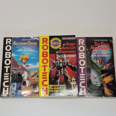 Lot of 3 Robotech Scifi paperback books! 1987 nightmare cross 1994 trilogy