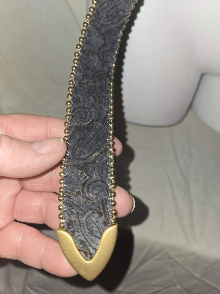 Vintage Suede Paisley Belt with Gold Buckle and Studded Details By B.B. Simon. - Image 4 of 4