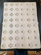 71" X 53" Antique Cutter Quilt Flower Basket Primative Handsewn