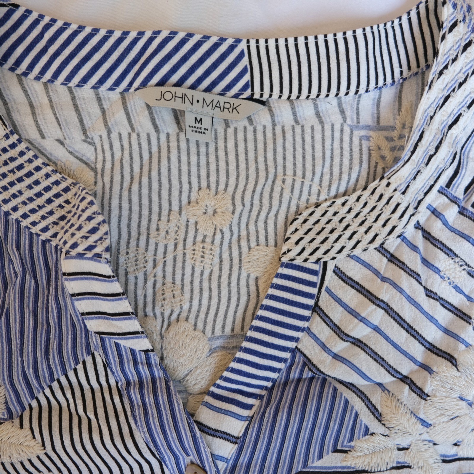 John Mark Patchwork Tunic Top Floral Embroidered … - image 5