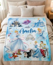 Personalized Cinderella Princess Fleece Blanket Gift For Friends