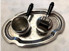 Vintage 1950er ASR Chrom Tischfeuerzeug & Aschenbecher 3-teiliges Heritage Set - USA MCM