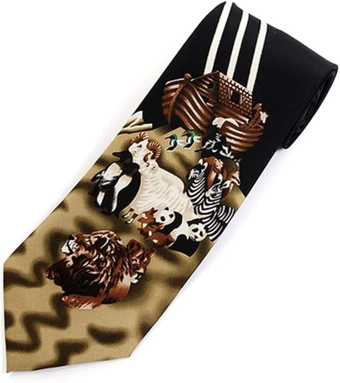 Para hombres Negro Arca de Noé Historia Bíblica Religiosa Corbata Cuello Corbata Prendas para el Cuello Foto 2 de 2