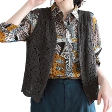 Open Front Cardigan Tank Soft and Comfortable Crochet Outerwear Shawl for Women