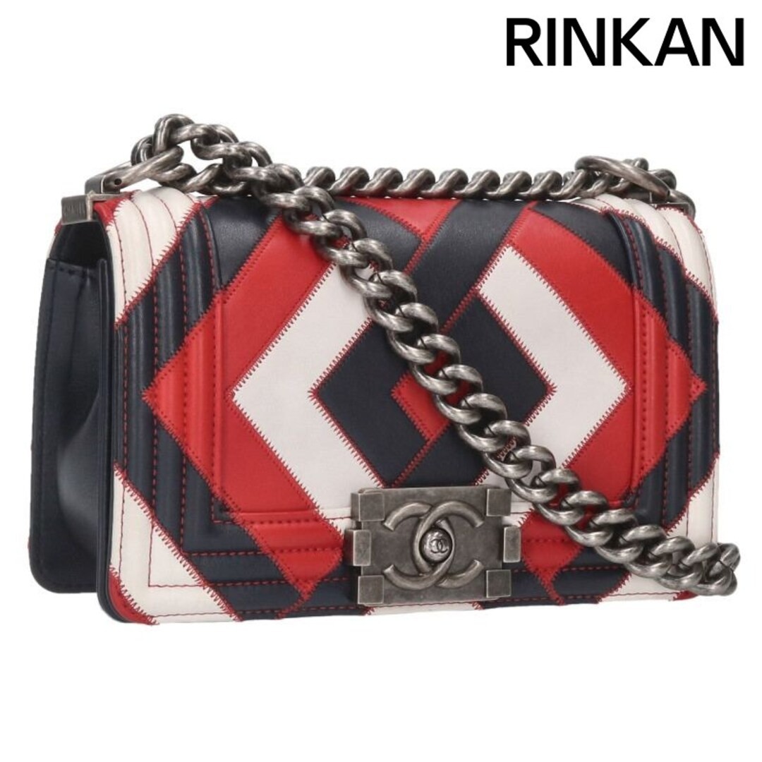 CHANEL Boy 20 Argyle Patchwork Chain Leather Shou… - image 1