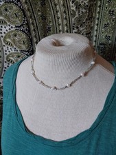 Vintage cultured freshwater white pearl bead necklace 17 1/2" long