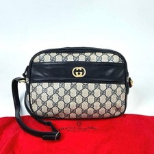 GUCCI Interlocking GG Supreme Shoulder Bag Crossbody PVC Leather Navy x Gray