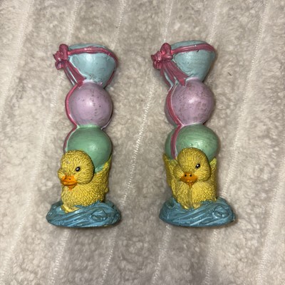 Easter Egg Candle Stick Holders Set of 2, Bright Spring Colors