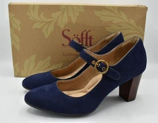 Sofft Womens Size 9 Petra Navy Suede Mary Jane Heels Shoes