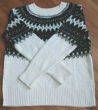 TALBOTS Fair Isle Sweater Size Large Ivory Black  Gray Nordic NWT
