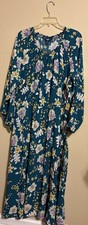 Chaps teal floral print midi dress Size XL