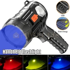 900000000LM Bright Solar/USB Rechargeable LED Spotlight Flashlight Searchlight