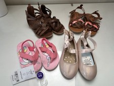 Lot Of 4 Toddler Girl Sandals Size 4 5 NWT And Used Strappy Ballet Pink Unicorn