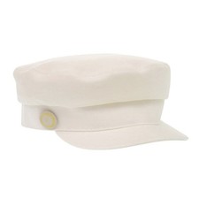 Hermes White Casquette Giulia Toile Newsboy Cap Size 57
