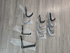 NEW 12 Pack ASSORTED SIZES GARAGE SLATWALL HANGING HOOKS & HANGERS BLACK COATED