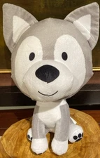 Husky Big Head Gray White Plush  Toy Fun Express Stuffed Animal 10”