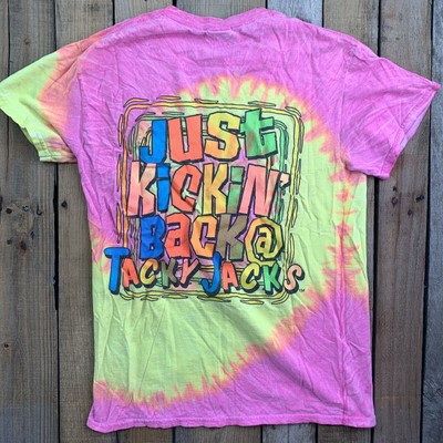 Just Kickin Back at Tacky Jacks T-Shirt Mens Size S Tie Dye