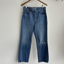 Frank  Eileen Jeans Womens 30 Blue Monaghan High Rise Straight Distressed Crop