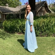 Vintage Handmade Gunne Sax Style Regency Floral Eyelet Gown Medium