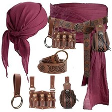 KOTORA Pirate Costume Head Scarf Bandanas Standard, Pattern02 Brown