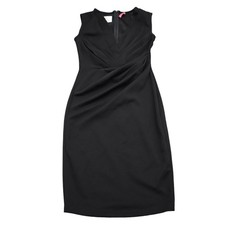 XTaren Dress Womens S Black Plain Sleeveless V Neck Wrap Back Zip Pencil Dress