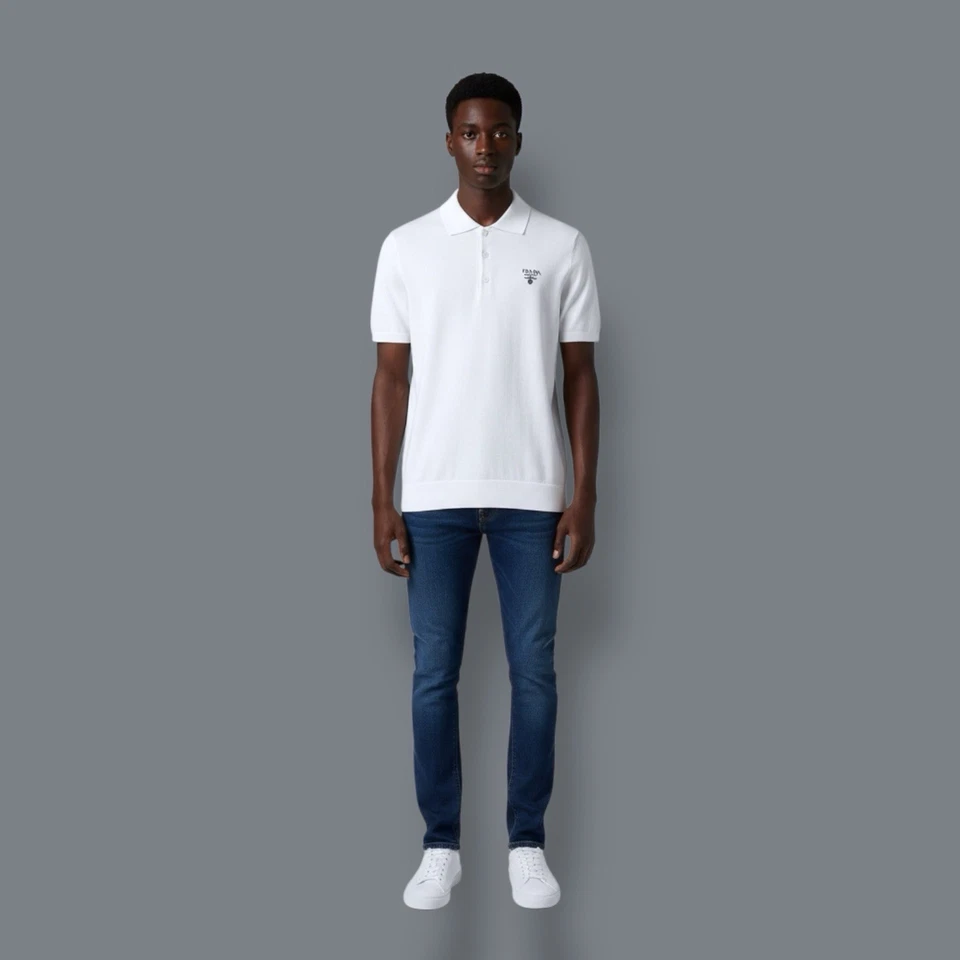 PRADA LUXURIÖSER HERREN-KURZARMPULLOVER / POLOSHIRT AUS 100% KASCHMIR, XL - Bild 2 von 4