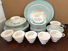 Homer Laughlin Cavalier Eggshell Blue Porcelain Set of 43 Pieces, B 56 N 5.