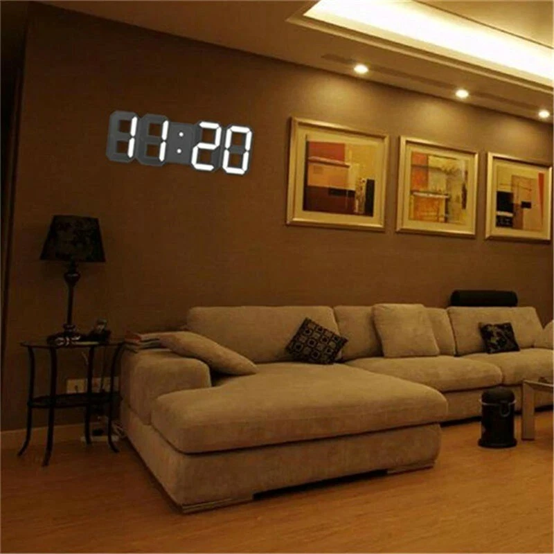 Reloj Digital De Pared LED 3D Diseño Moderno Cronógrafo Para