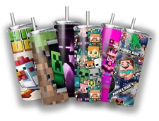 Minecraft Creeper Enderman Chicken 20 OZ STAINLESS STEEL TUMBLER CUP +LID/STRAW
