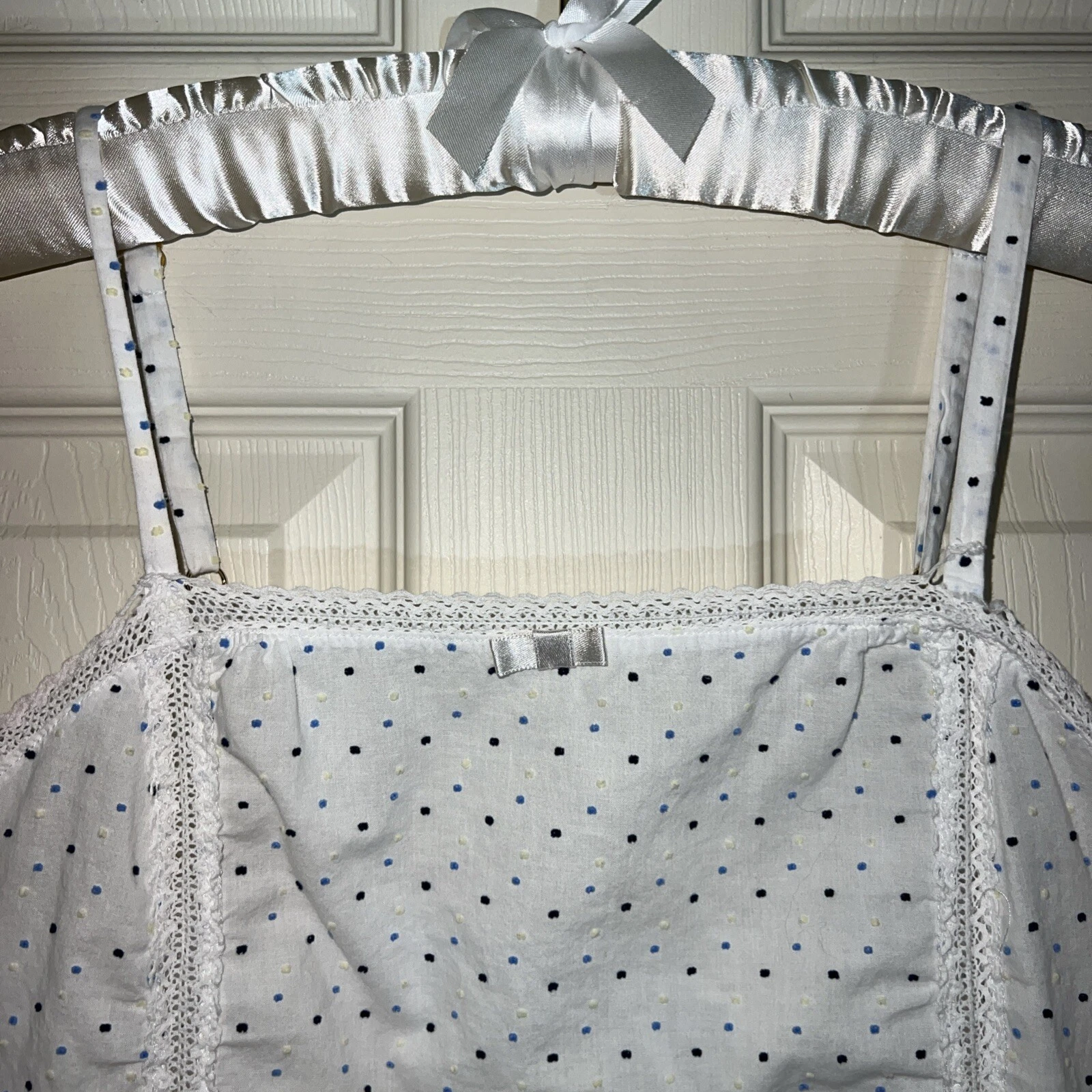 Kate Spade pigiama camicia da notte bianca a pois donna S 100% cotone