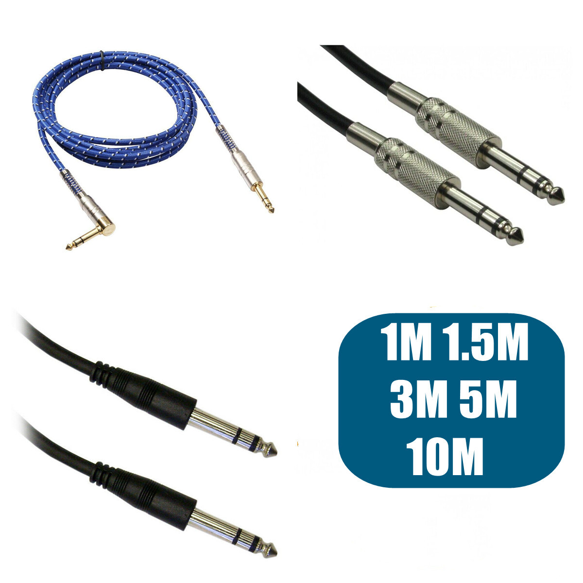 Stereo 6.35mm 1/4 jack TRS Cable Male to Male Guitar Audio Cable L 90