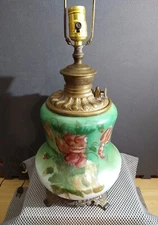 Vintage P&A Royal Hand Painted Floral Parlor Lamp 