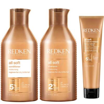 Redken All Soft Shampoo  + Conditioner je 300ml + Treatment 150ml = 750ml-SET