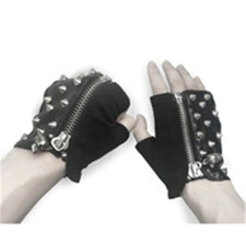 Devil Fashion Men's Punk Fingerless Short Gloves Motorcycle Metal Rivet Gloves
