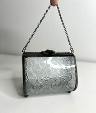 J Devlin Vintage Home Glass Art Keepsake Hinged Purse Trinket Box