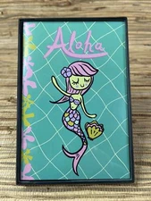 Tiki Tony Girl Mermad Tiki Framed Art Print Card 4x6 Tiki Decor Pink Hair Flower