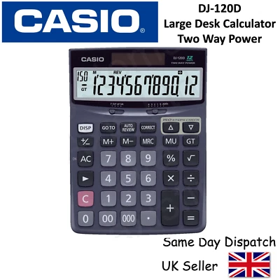 CASIO DJ120D PLUS+ GROSSER TISCHRECHNER -12-stellige Anzeige,300 Step Recheck