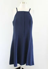 Trina Turk Renee Crepe A-Line Navy Blue Dress Size 10 Cutout Back Sleeveless